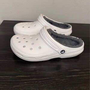 CROCS White with fur